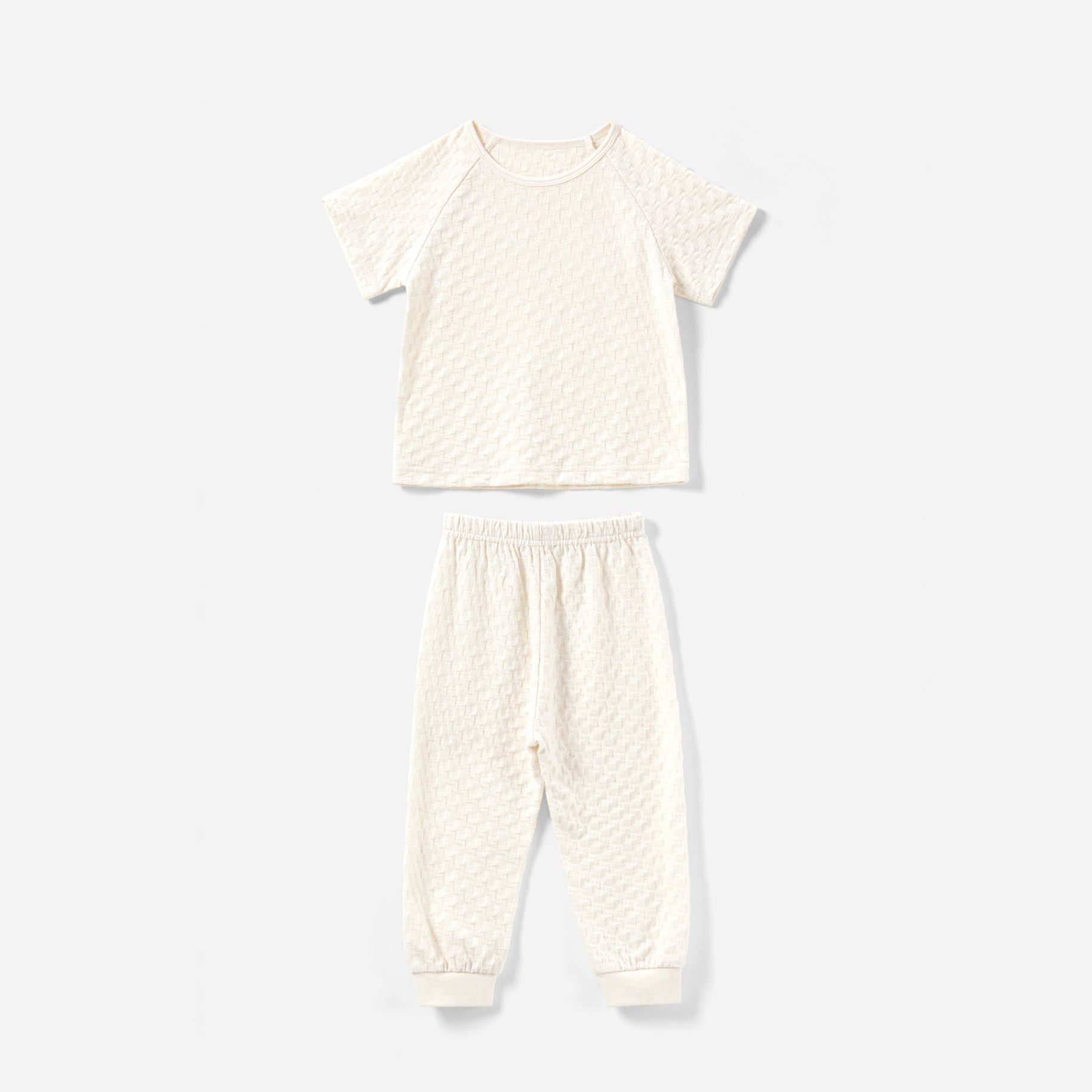 2-piece Cotton Pajamas Square Grid