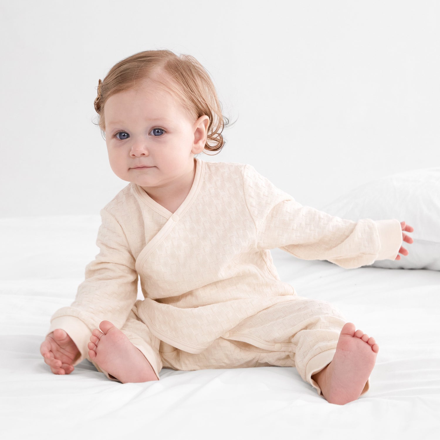 Baby Cotton Footless Pajamas Square Grid