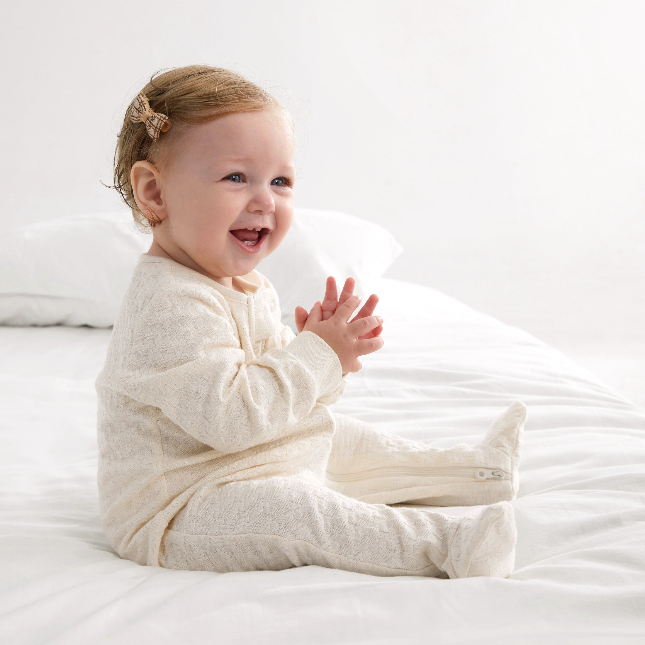 Baby Cotton Footed Pajamas Square Grid