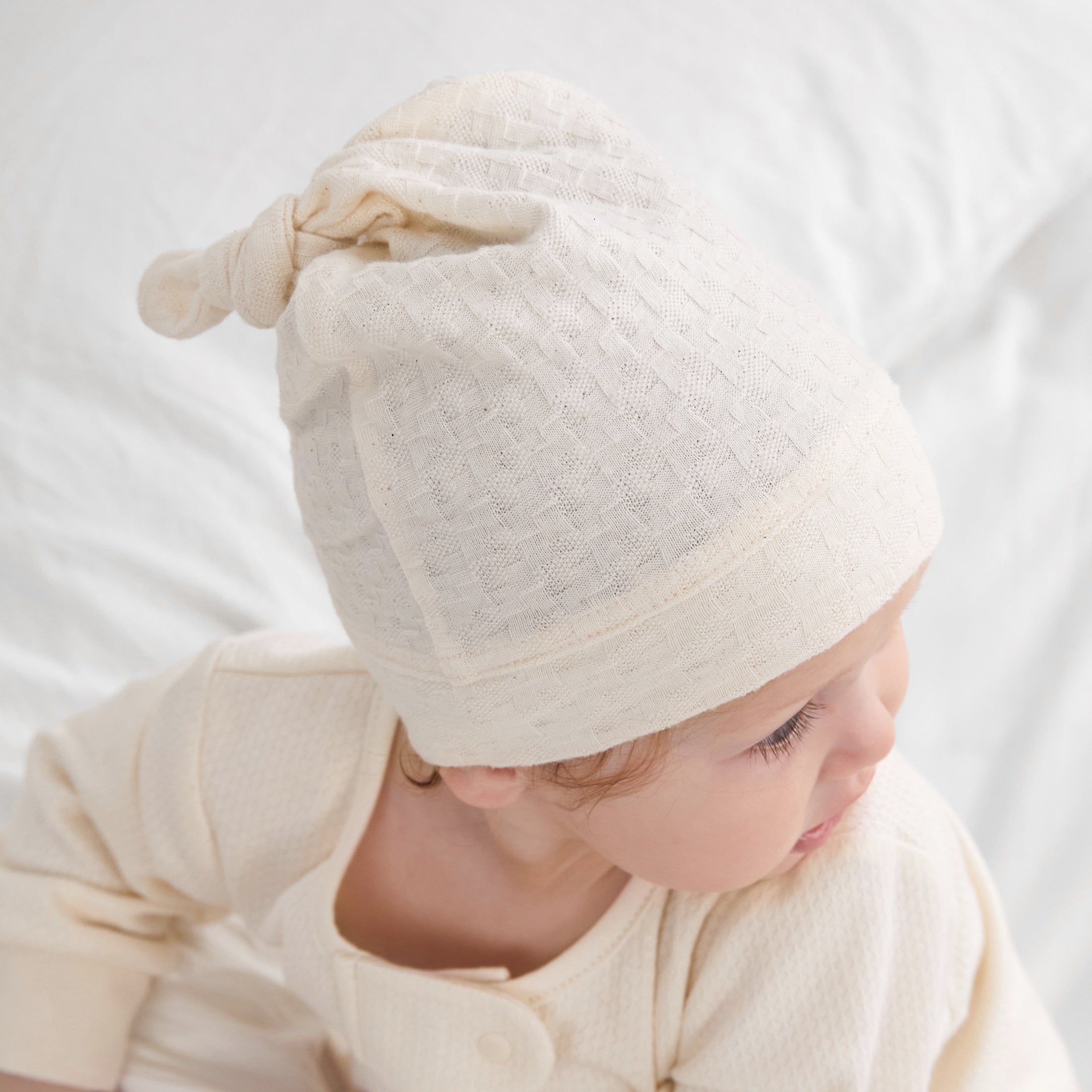 Baby Top Knot Hat Square Grid