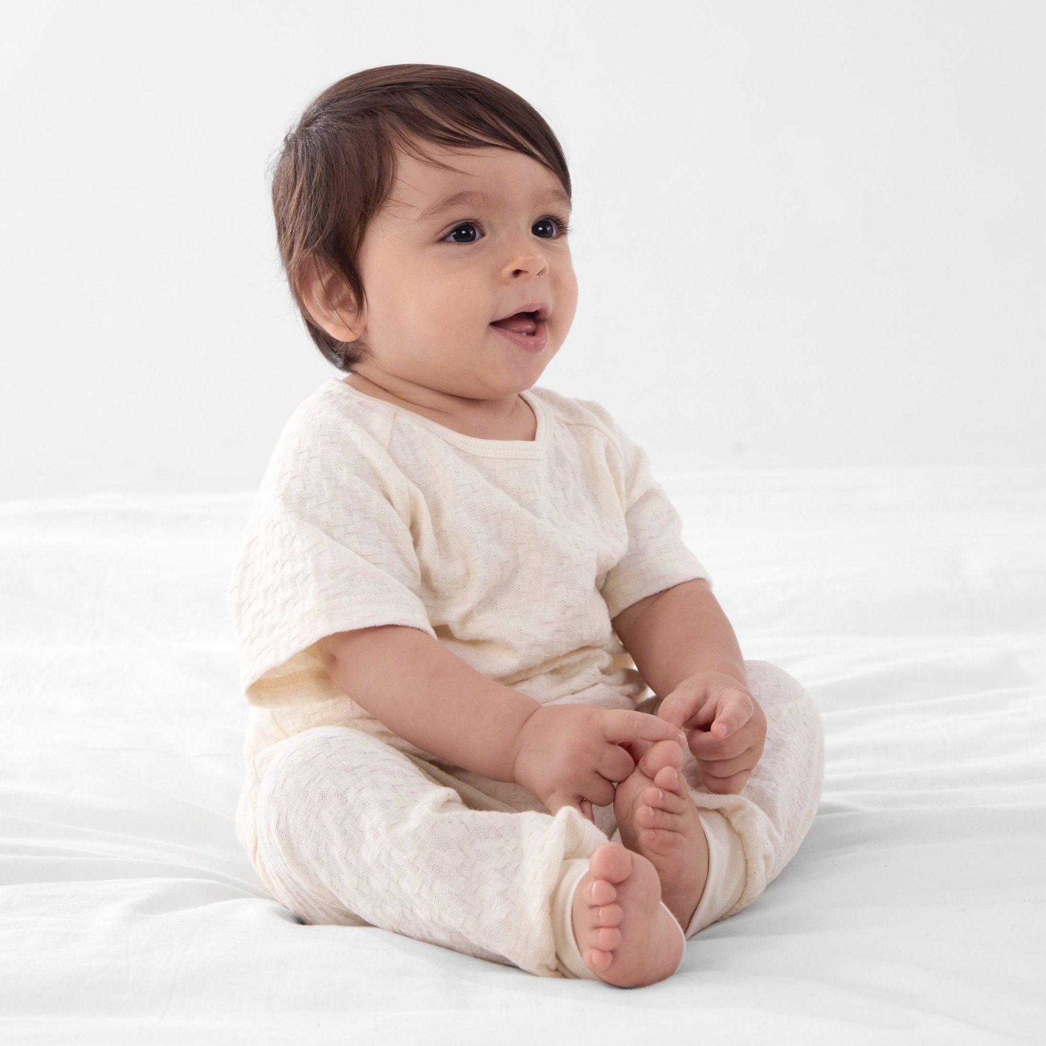 2-piece Cotton Pajamas Square Grid